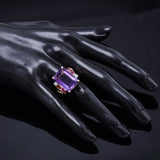Antique 14K Gold 12.31 Ct Amethyst, Ruby & Diamond Cocktail Ring