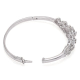 Vintage 18K White Gold 2.17 TCW Diamond Swirl Hinged Bangle Bracelet + Box
