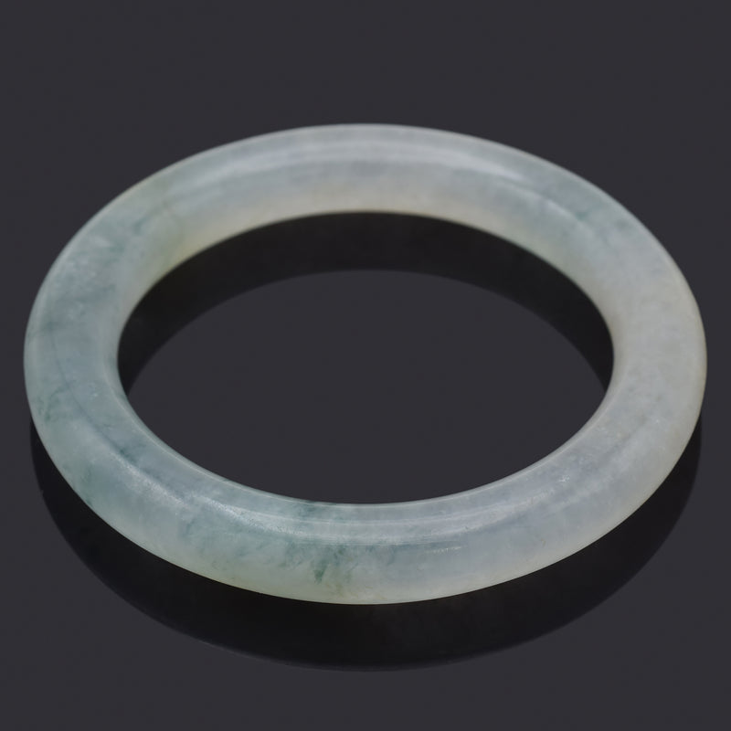 GIA Certified Translucent Mottled Green Jadeite Jade Bangle Bracelet