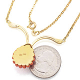 Uno a Erre Vintage 14K Yellow Gold Red Coral & Diamond Shell Pendant Necklace