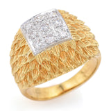 Vintage 18K Yellow Gold & Platinum 0.27 TCW Diamond Signet Band Ring