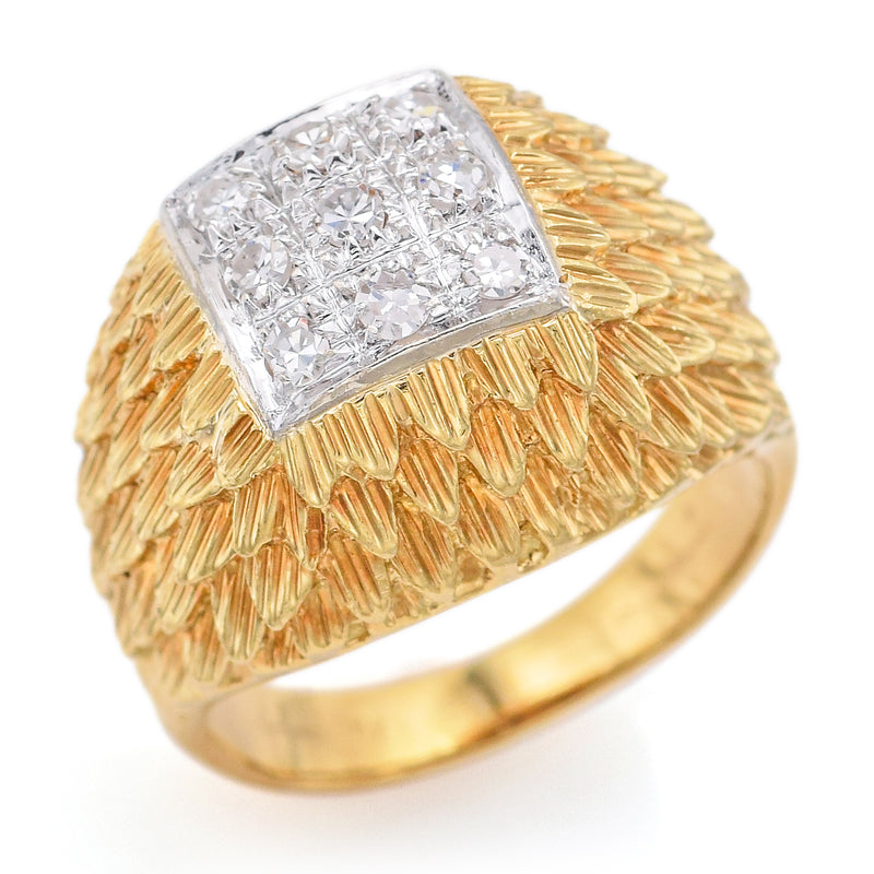 Vintage 18K Yellow Gold & Platinum 0.27 TCW Diamond Signet Band Ring