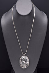 Vintage Henryk Winograd HW 999 Fine Silver Repousse Large Cameo Pendant Necklace
