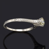 Antique 14K White Gold 0.40 Ct Old Euro Diamond Solitaire Band Ring