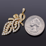 Vintage 18K Yellow Gold 1.85 TCW Diamond Leaf Pendant F/G VS