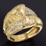 Vintage Platinum & 18K Yellow Gold 0.65 TCW Diamond Hammered Band Ring G/H VS