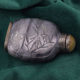 Antique Chinese Jade People Landscape & Crane Carved Snuff Bottle 133.1 Grams