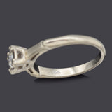 Vintage 14K White Gold 0.23 Carat Old Euro Diamond Solitaire Band Ring