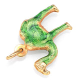 Vintage 18K Yellow Gold Green Enamel Camel Charm Pendant