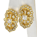 Vintage 18K Yellow Gold 2.02 TCW Diamond Omega Back Earrings