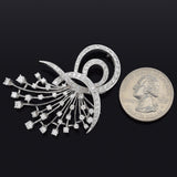 Vintage 14K White Gold 2.70 TCW Diamond Floral Brooch Pin