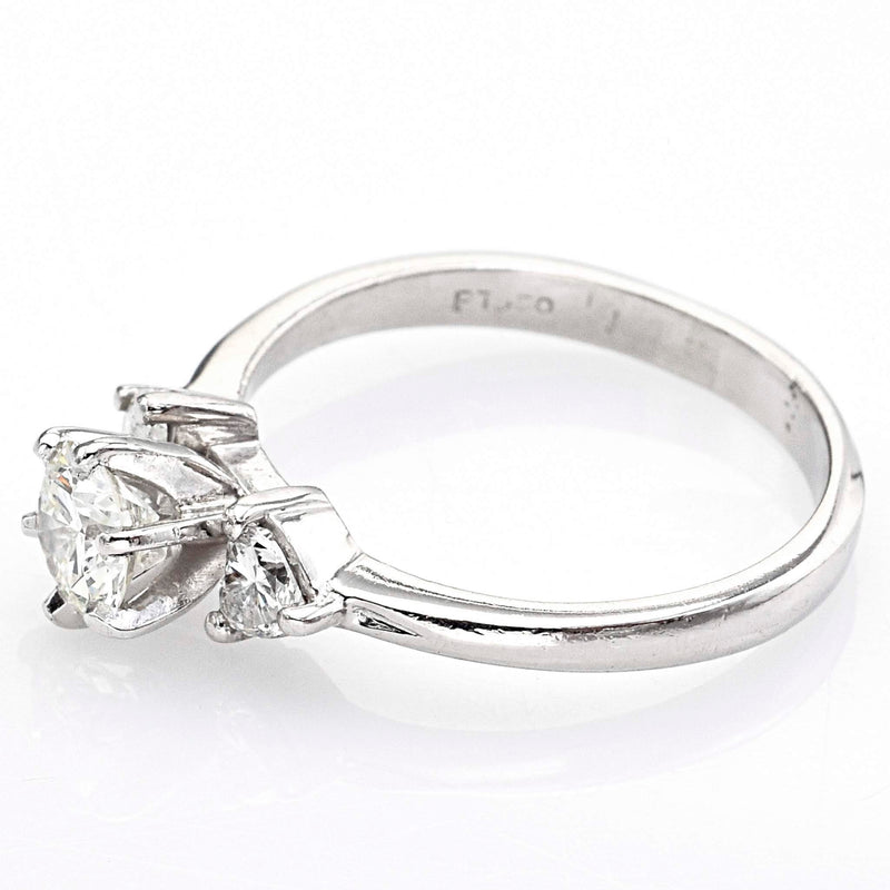 Estate Platinum 0.56 Ct Diamond Three-Stone Band Ring 4.6 Grams Size 6.25 F/G VS-1