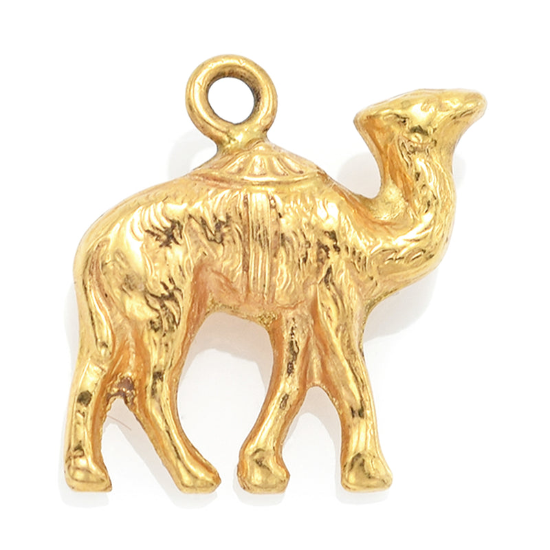 Vintage 18K Yellow Gold Camel Charm Pendant