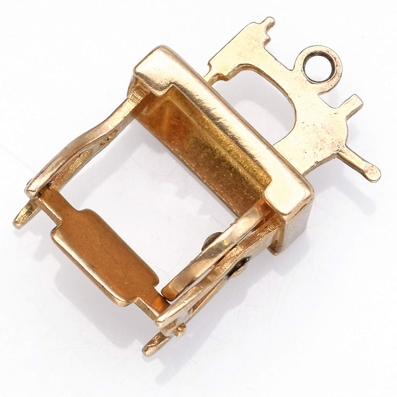 Vintage 14K Yellow Gold Treadle Sewing Machine Charm Pendant
