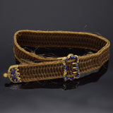 Antique Victorian 18K Yellow Gold Woven Hair Mourning Enamel Bracelet