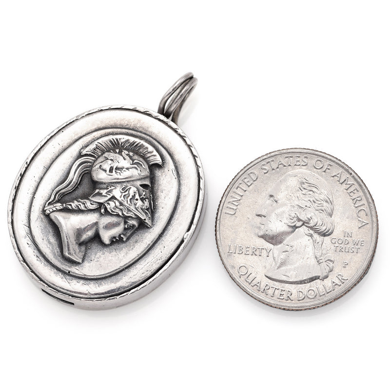 Vintage Henryk Winograd HW 999 Fine Silver Repoussé Roman Soldier Pendant 31.5mm