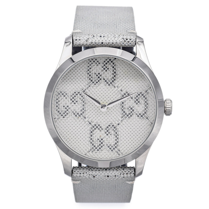 Gucci G-Timeless 126.4 GG Motif Hologram Dial Quartz Unisex Watch + Case