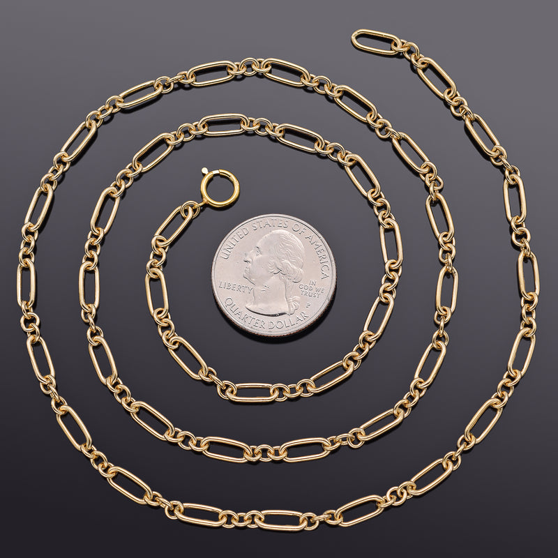 Estate 14K Yellow Gold Paperclip Chain Necklace 4.5 mm 19.6 Grams 27 Inches
