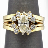 Vintage 14K Yellow Gold 0.84 Ct Marquise Diamond Three-Piece Ring Set