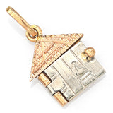 Vintage 18K Yellow & White Gold Openable House Heart Charm Pendant