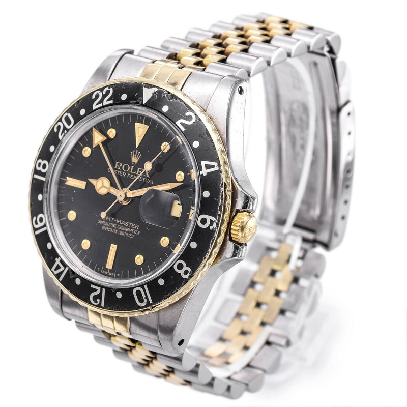 Vintage Rolex GMT Master 14K Gold/SS Automatic Men's Date Watch 40 mm Ref 16753