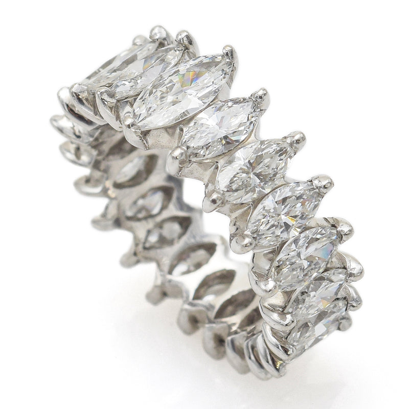 Vintage Platinum 3.72 TCW Diamond Marquise Eternity Band Ring + Box Size 5.25