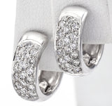 Estate 14K White Gold 0.76 TCW Diamond Three-Row Huggie Hoop Earrings