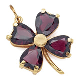 Vintage 14K Yellow Gold Garnet Clover Pendant