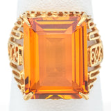 Vintage 18K Yellow Gold 12.80 Ct Mandarin Orange Sapphire Cocktail Ring