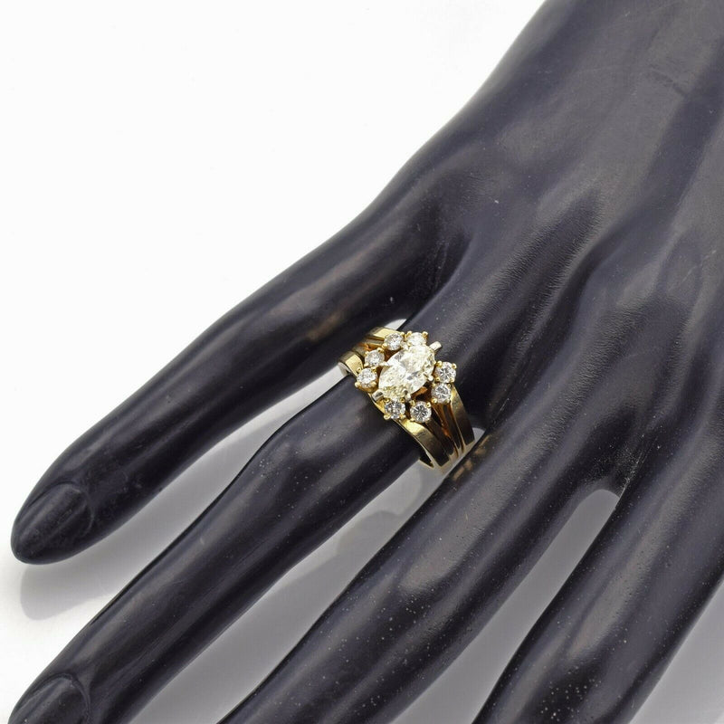 Vintage 14K Yellow Gold 0.84 Ct Marquise Diamond Three-Piece Ring Set