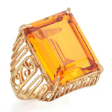 Vintage 18K Yellow Gold 12.80 Ct Mandarin Orange Sapphire Cocktail Ring