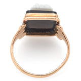 Antique 14K Yellow Gold Onyx Cameo Cocktail Ring