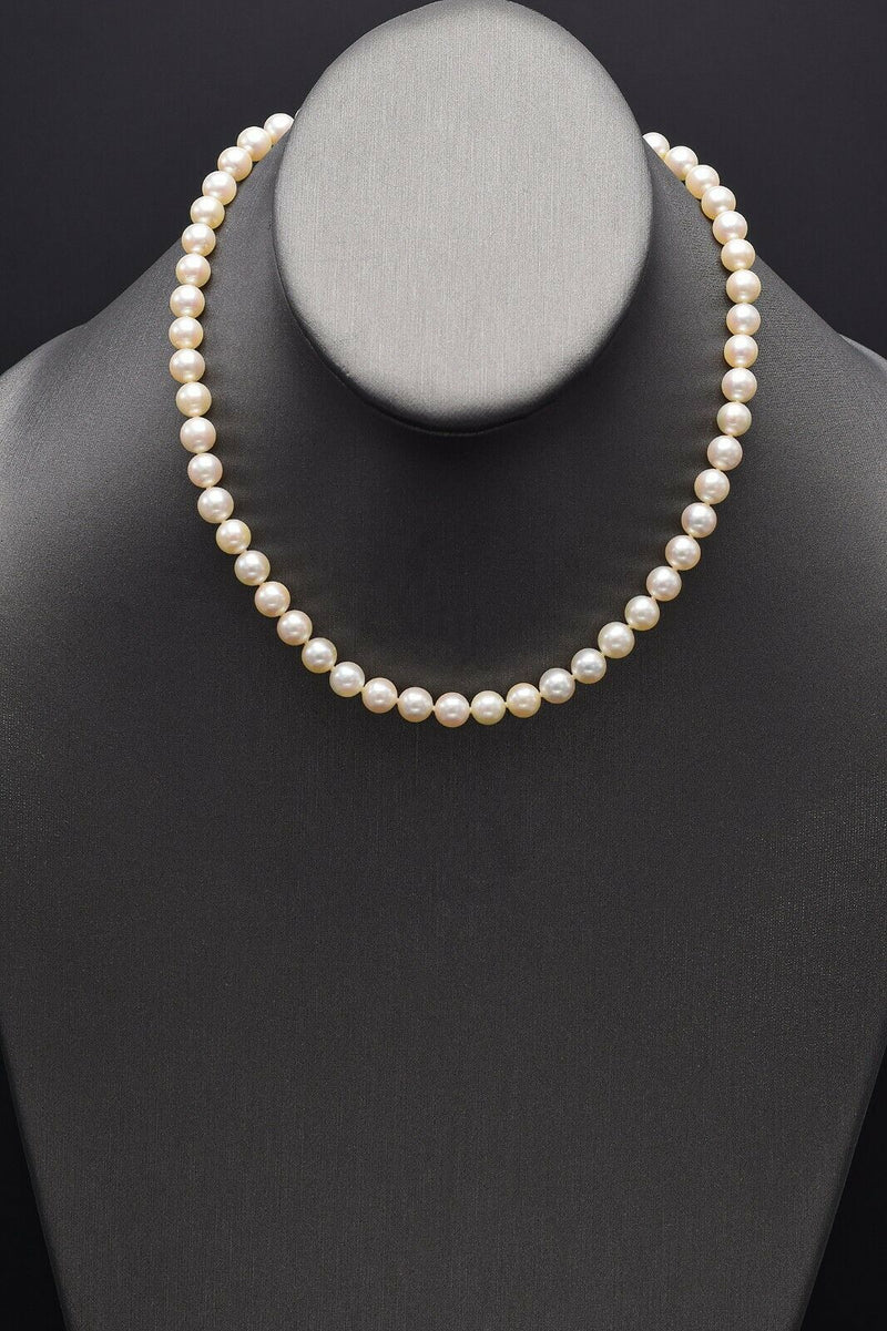 Vintage Mikimoto Sterling Silver Sea Pearl Beaded Strand Necklace + Box 26.2 Gr