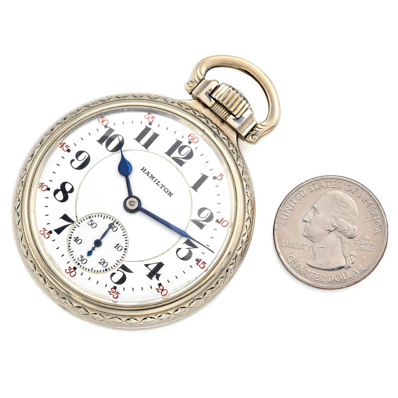 Antique Hamilton 992 14K Gold Filled Railroad 21 Jewel Pocket Watch 51.5 mm