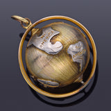 Vintage 14K Yellow Gold Spinning Globe World Charm Pendant 6.3 Grams