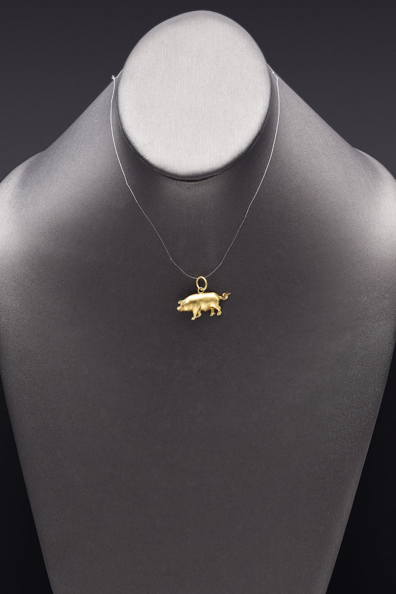 Vintage 14K Yellow Gold Pig Charm Pendant 2.4 Grams