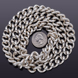 1960s Tiffany & Co. Sterling Silver Chunky Cable Chain Necklace 14 mm Box, Pouch