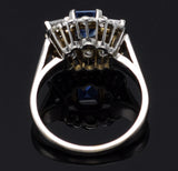GIA Certified Antique 14K Gold Natural Sapphire &0.92TCW Diamond Band Ring 4.53G