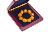 Vintage Natural Butterscotch Amber Large Oval Beaded Stretch Bracelet +Box