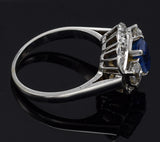 GIA Certified Antique 14K Gold Natural Sapphire &0.92TCW Diamond Band Ring 4.53G