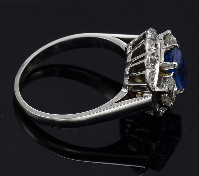 GIA Certified Antique 14K Gold Natural Sapphire &0.92TCW Diamond Band Ring 4.53G