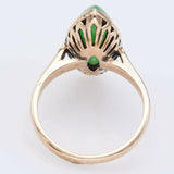 Vintage 14K Yellow Gold 4.66 Ct Green Jade Marquise Cocktail Ring