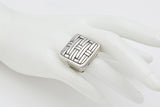 John Hardy Large Sterling Silver Bedeg Square Ring