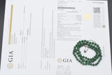 GIA Antique Platinum Translucent Green Omphacite Jade & Diamond Beaded Necklace