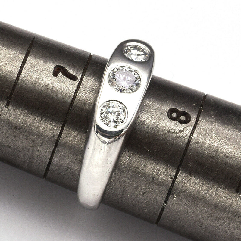 Vintage 14K White Gold 0.78 TCW Diamond Three-Stone Band Ring G/H