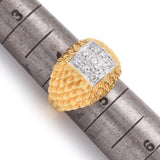 Vintage 18K Yellow Gold & Platinum 0.27 TCW Diamond Signet Band Ring