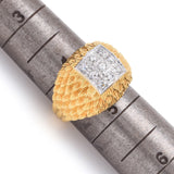 Vintage 18K Yellow Gold & Platinum 0.27 TCW Diamond Signet Band Ring