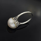 Vintage 14K White Gold Mabe Pearl Band Ring
