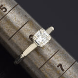 Vintage 14K White Gold 0.23 Carat Old Euro Diamond Solitaire Band Ring