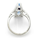 Vintage 14K White Gold 4.66 Ct Blue Spinel Triangle Geometric Cocktail Ring